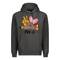 Charcoal Heather peace love pre k Premium Hoodie - JahusDesignShop