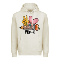 Oatmeal Heather peace love pre k Premium Hoodie - JahusDesignShop