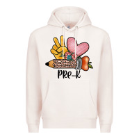 Pale Pink peace love pre k Premium Hoodie - JahusDesignShop