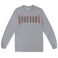 Heather Grey teacher gemstone and pink flower libbey glass Long Sleeve Tee - BundleAndBundleShop