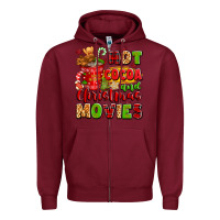 Burgundy hot cocoa and christmas movies Zipper Hoodie - texasbilliewilder