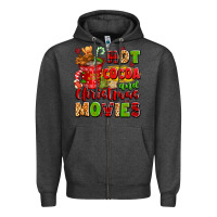 Charcoal Heather hot cocoa and christmas movies Zipper Hoodie - texasbilliewilder