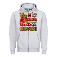 Heather Grey hot cocoa and christmas movies Zipper Hoodie - texasbilliewilder
