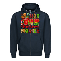 Navy hot cocoa and christmas movies Zipper Hoodie - texasbilliewilder