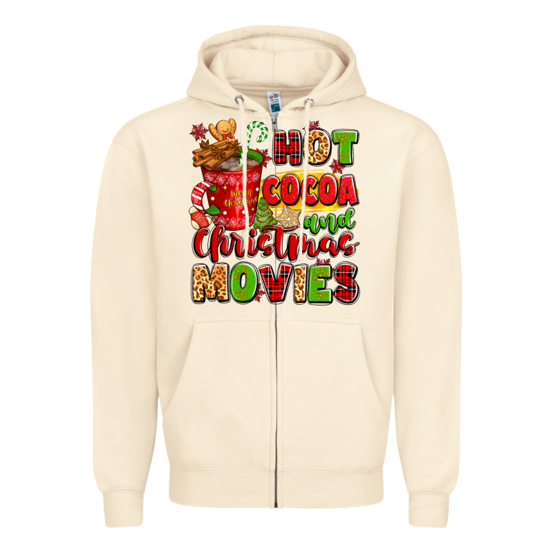 Hot Cocoa And Christmas Movies Zipper Hoodie by texasbilliewilder | Teevron