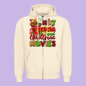 Hot Cocoa And Christmas Movies Zipper Hoodie Designed By Texasbilliewilder