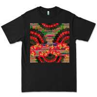 Black spanish hand fan seamless pattern Premium Tee - BundleAndBundleShop