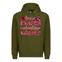 Army Green Love kisses Valentine wishes Valentine's Day Premium Hoodie - HowdyJamesFarm