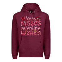 Burgundy Love kisses Valentine wishes Valentine's Day Premium Hoodie - HowdyJamesFarm