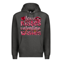 Charcoal Heather Love kisses Valentine wishes Valentine's Day Premium Hoodie - HowdyJamesFarm