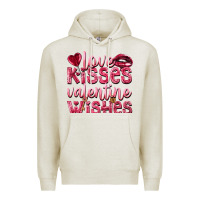 Oatmeal Heather Love kisses Valentine wishes Valentine's Day Premium Hoodie - HowdyJamesFarm