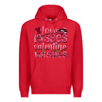 Red Love kisses Valentine wishes Valentine's Day Premium Hoodie - HowdyJamesFarm