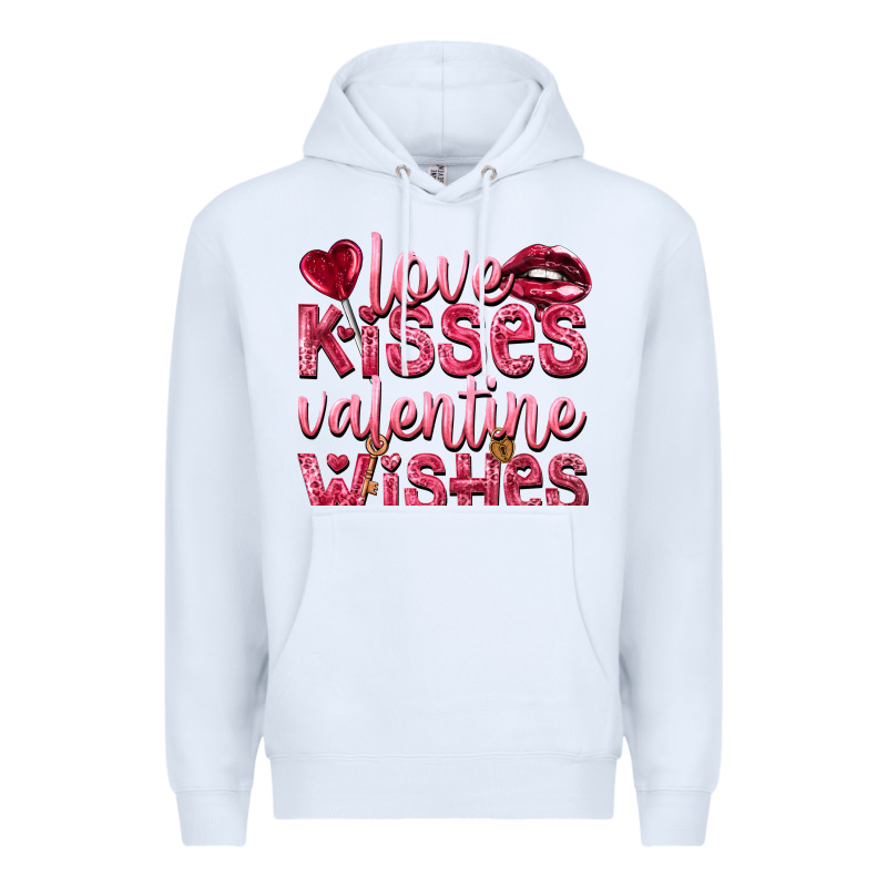 Love Kisses Valentine Wishes Valentine's Day Premium Hoodie by HowdyJamesFarm | Teevron