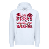 White Love kisses Valentine wishes Valentine's Day Premium Hoodie - HowdyJamesFarm