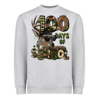 Heather Grey 100 days of school hunting deer Heavyweight Sweatshirt - LillyAllenDesigns