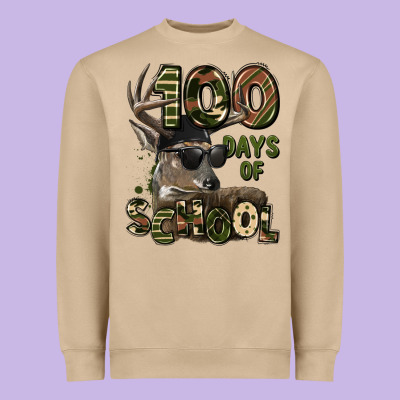 100 Days Of School Hunting Deer Heavyweight Sweatshirt Designed By Lillyallendesigns