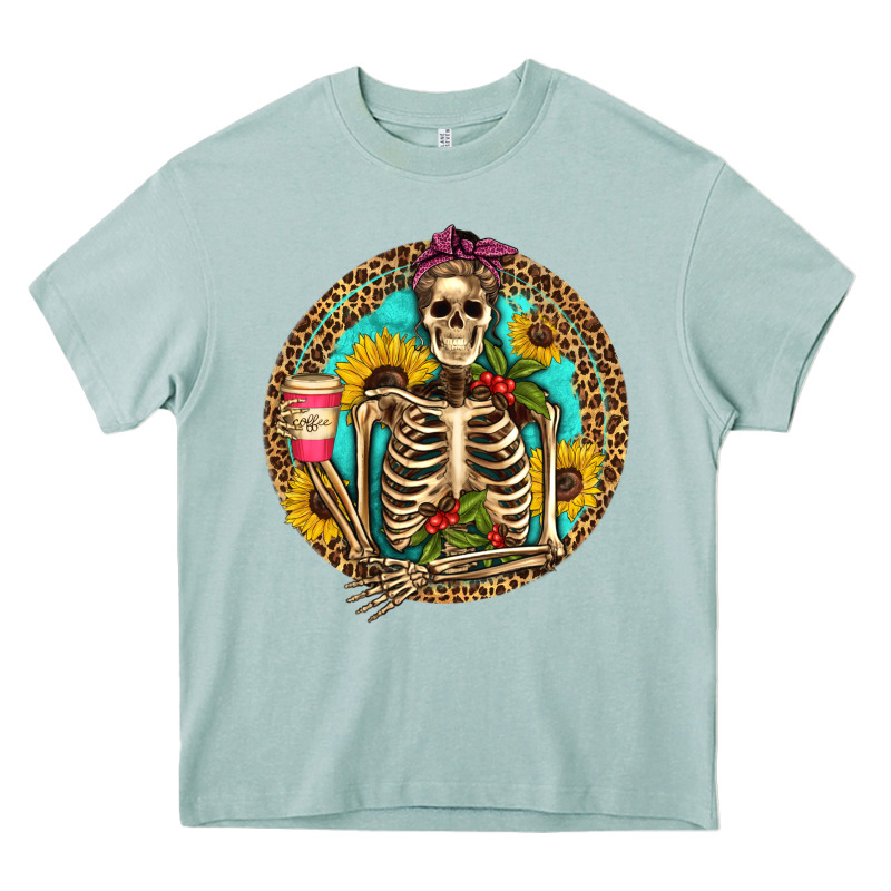 Western Skeleton Coffee Sunflowers Heavy Core Tee by Artiststas | Teevron
