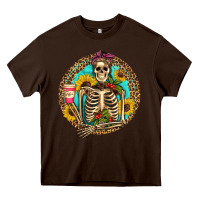 Chocolate Brown western skeleton coffee sunflowers Heavy Core Tee - Artiststas
