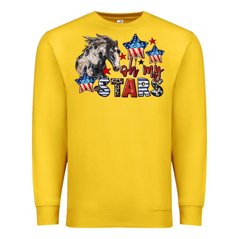 Oh My Stars Horse 4th Of July Premium Sweatshirt by CowGirlArtShop | Teevron