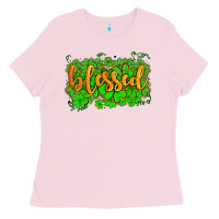 Bubblegum Pink blessed with  shamrocks Ladies Tee - AdoDesignShop