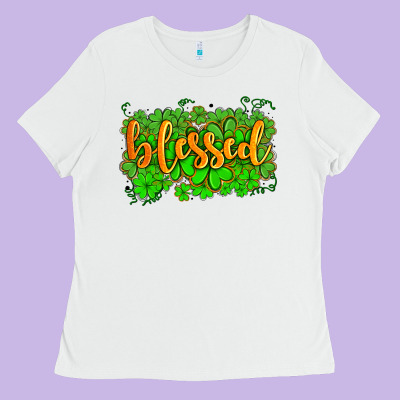Blessed With  Shamrocks Ladies Tee Designed By Adodesignshop