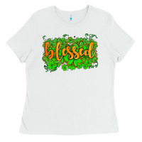 White blessed with  shamrocks Ladies Tee - AdoDesignShop