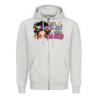 Dove Grey 80s made 90s raised messy bun Zipper Hoodie - texasbilliewilder