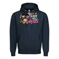 Navy 80s made 90s raised messy bun Zipper Hoodie - texasbilliewilder