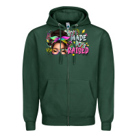 Sports Green 80s made 90s raised messy bun Zipper Hoodie - texasbilliewilder