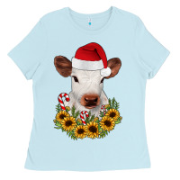 Baby Blue calf sunflower christmas Ladies Tee - JahusDesignShop