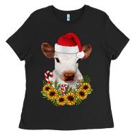 Black calf sunflower christmas Ladies Tee - JahusDesignShop