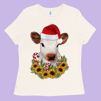Calf Sunflower Christmas Ladies Tee Designed By Jahusdesignshop