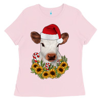 Bubblegum Pink calf sunflower christmas Ladies Tee - JahusDesignShop