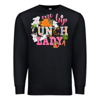 Black One hip Lunch Lady Easter Day Premium Sweatshirt - CowGirlArtShop