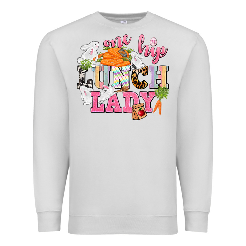 One Hip Lunch Lady Easter Day Premium Sweatshirt by CowGirlArtShop | Teevron