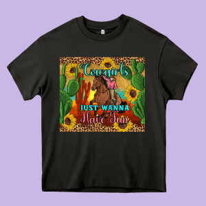 Cowgirls Just Wanna Have Fun Heavy Core Tee Designed By Artiststas