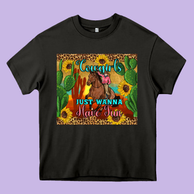 Cowgirls Just Wanna Have Fun Heavy Core Tee Designed By Artiststas
