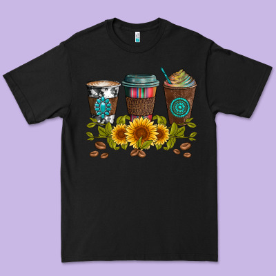 Coffee Group And Sunflowers Premium Tee Designed By Artiststas