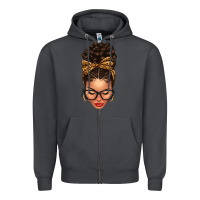 Smoke Light skin afro messy bun leopard bow Zipper Hoodie - texasbilliewilder