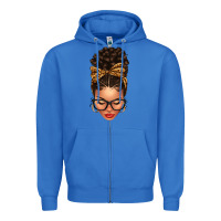 True Royal Light skin afro messy bun leopard bow Zipper Hoodie - texasbilliewilder