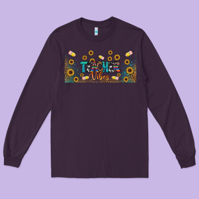 Teacher Vibes Libbey Glass Long Sleeve Tee Designed By Bundleandbundleshop