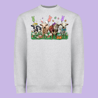 Easter Cow Heavyweight Sweatshirt Designed By Lillyallendesigns