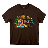 Chocolate Brown oh holy night with sunflower and cross Heavy Core Tee - AdoDesignShop