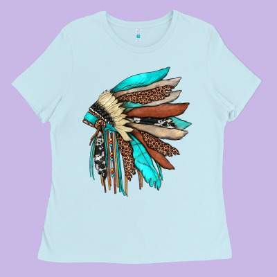 Indian Headdress Ladies Tee Designed By Jahusdesignshop