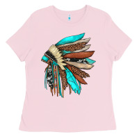 Bubblegum Pink indian headdress Ladies Tee - JahusDesignShop
