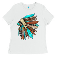 White indian headdress Ladies Tee - JahusDesignShop