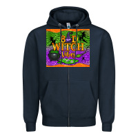 Navy Bad witch vibes Zipper Hoodie - NancyCooperArtShop