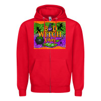 Red Bad witch vibes Zipper Hoodie - NancyCooperArtShop