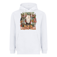 White Last night we let the liquor talk Heavyweight Hoodie - HowdyJamesFarm