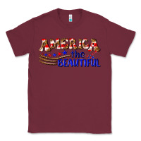 Burgundy America the beautiful Classic Tee - NancyCooperArtShop